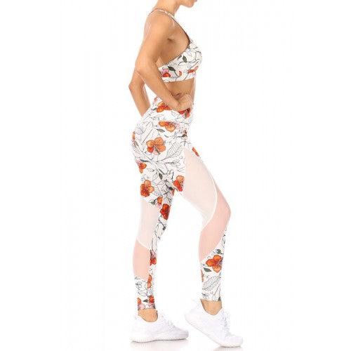 Orange Floral Workout Set