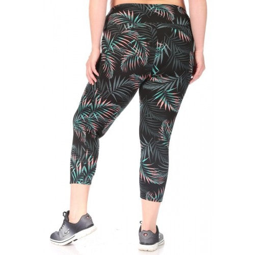 Leaf Print Leggings - Plus Size