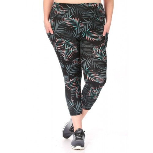 Leaf Print Leggings - Plus Size