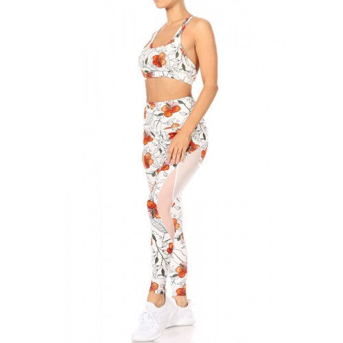 Orange Floral Workout Set