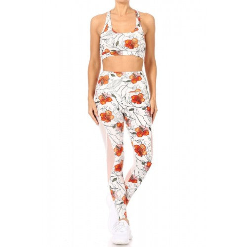 Orange Floral Workout Set